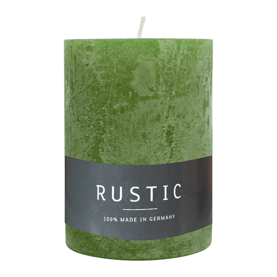 RUSTIC-Stumpenkerze Olive, WENZEL, 80/70 mm, Brenndauer ca. 34h, selbstverlöschend