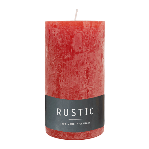 RUSTIC-Stumpenkerze Rubin, WENZEL, 110/60 mm, Brenndauer ca. 38h, selbstverlöschend