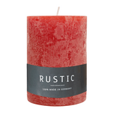 RUSTIC-Stumpenkerze Rubin, WENZEL, 80/70 mm, Brenndauer ca. 34h, selbstverlöschend