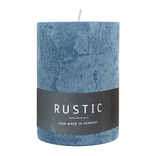 RUSTIC-Stumpenkerze Saphir, WENZEL, 80/70 mm, Brenndauer ca. 34h, selbstverlöschend