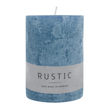 RUSTIC-Stumpenkerze Saphir, WENZEL, 80/70 mm, Brenndauer ca. 34h, selbstverlöschend