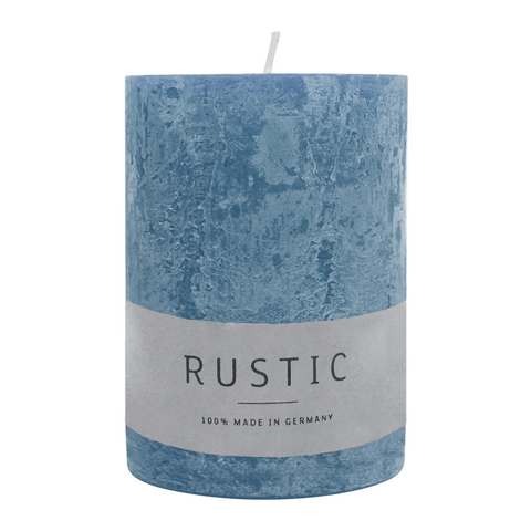 RUSTIC-Stumpenkerze Saphir, WENZEL, 80/70 mm, Brenndauer ca. 34h, selbstverlöschend