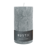 RUSTIC-Stumpenkerze Silbergrau, WENZEL, 110/60 mm, Brenndauer ca. 38h, selbstverlöschend