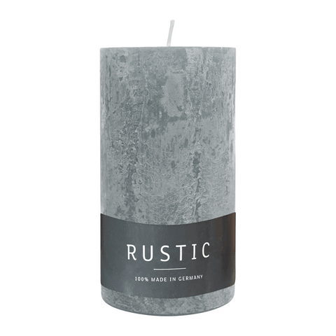RUSTIC-Stumpenkerze Silbergrau, WENZEL, 110/60 mm, Brenndauer ca. 38h, selbstverlöschend