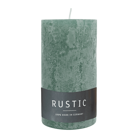 RUSTIC-Stumpenkerze Smaragd, WENZEL, 110/60 mm, Brenndauer ca. 38h, selbstverlöschend