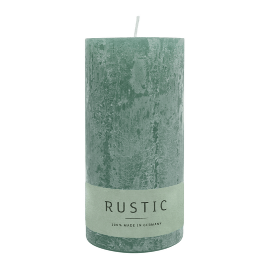 RUSTIC-Stumpenkerze Smaragd, WENZEL, 140/70 mm, Brenndauer ca. 69h, selbstverlöschend