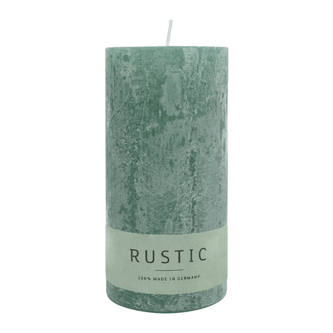 RUSTIC-Stumpenkerze Smaragd, WENZEL, 140/70 mm, Brenndauer ca. 69h, selbstverlöschend