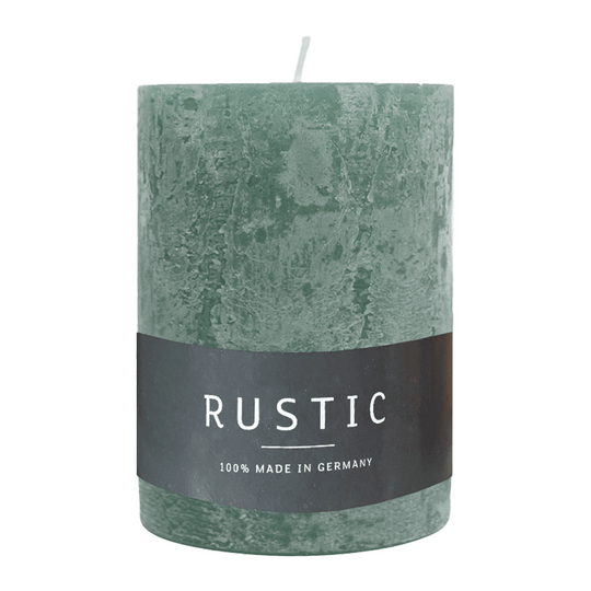 RUSTIC-Stumpenkerze Smaragd, WENZEL, 80/70 mm, Brenndauer ca. 34h, selbstverlöschend