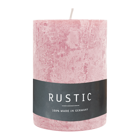 RUSTIC-Stumpenkerze Softrosa, WENZEL, 80/70 mm, Brenndauer ca. 34h, selbstverlöschend