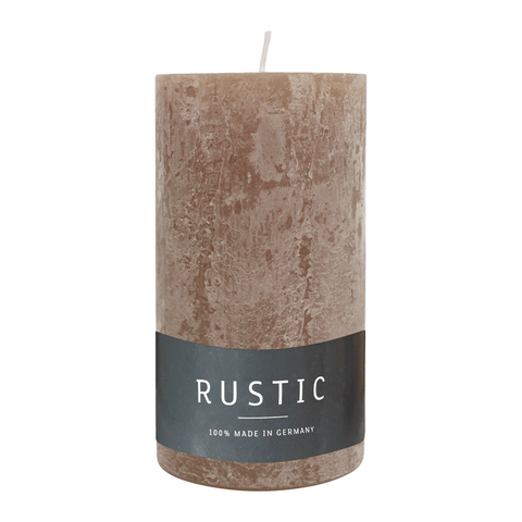 RUSTIC-Stumpenkerze Stein, WENZEL, 110/60 mm, Brenndauer ca. 38h, selbstverlöschend