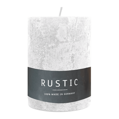 RUSTIC-Stumpenkerze Weiß, WENZEL, 80/70 mm, Brenndauer ca. 34h, selbstverlöschend