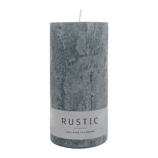 RUSTIC Stumpenkerze Anthrazit, 140/70 mm, WENZEL, Brenndauer 69h, selbstverlöschend