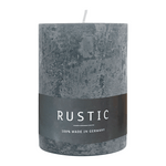 RUSTIC Stumpenkerze Anthrazit, 80/70 mm, WENZEL, Brenndauer 34h, selbstverlöschend