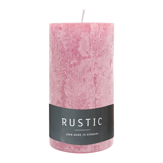 RUSTIC Stumpenkerze Antikrosa, 110/60 mm, WENZEL, Brenndauer 38h, selbstverlöschend