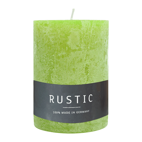 RUSTIC Stumpenkerze Limone, 80/70 mm, WENZEL, Brenndauer 34h, selbstverlöschend