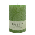 RUSTIC Stumpenkerze Olive, 80/60 mm, WENZEL, Brenndauer 25h, selbstverlöschend