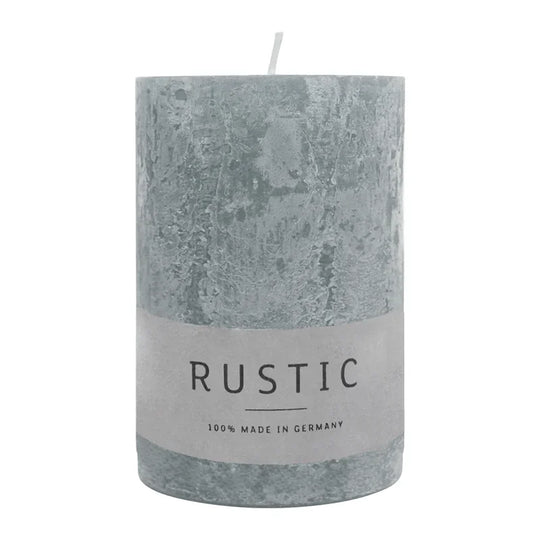 RUSTIC Stumpenkerze Silbergrau, 80/60 mm, WENZEL, Brenndauer 25h, selbstverlöschend