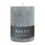 RUSTIC Stumpenkerze Silbergrau, 80/70 mm, WENZEL, Brenndauer 34h, selbstverlöschend