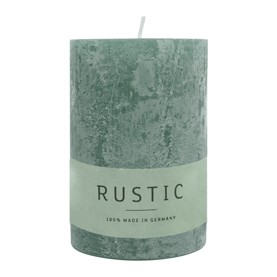 RUSTIC Stumpenkerze Smaragd, 80/60 mm, WENZEL, Brenndauer 25h, selbstverlöschend