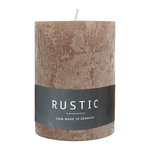 RUSTIC Stumpenkerze Stein, 80/70 mm, WENZEL, Brenndauer 34h, selbstverlöschend