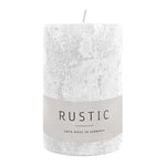RUSTIC Stumpenkerze Weiß, 80/60 mm, WENZEL, Brenndauer 25h, selbstverlöschend