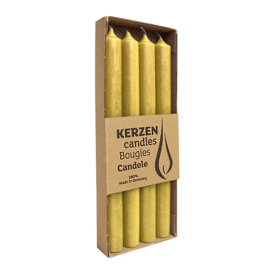 RUSTIC Stabkerzen Senf, 250/22 mm, WENZEL, Brenndauer 10h, 4 St.