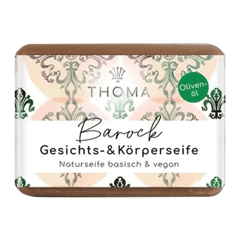 Reichhaltige Olivenölseife, Barock, THOMA Naturseifen-Manufaktur, mit Bio-Kakaobutter & Bio-Kakaopulver, vegan, 100 g, Körperpflege
