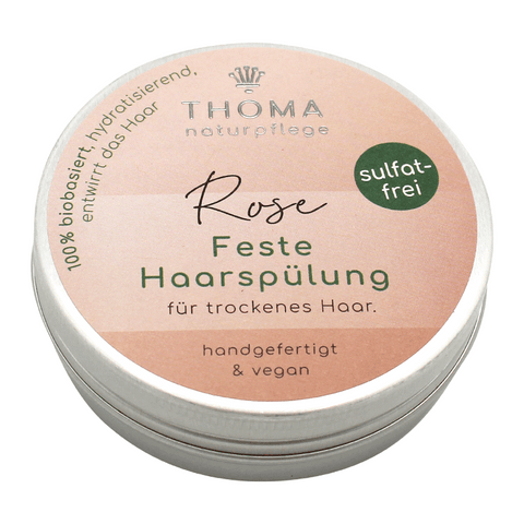 Feste Haarspülung für trockenes Haar – Rose, THOMA Naturseifen-Manufaktur, handgefertigt & vegan, Aludose, Haarpflege