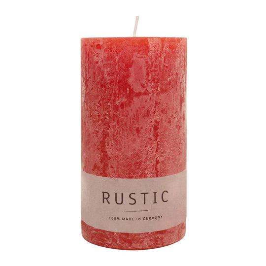 RUSTIC-Stumpenkerze Rubin, WENZEL, 110/60 mm, Brenndauer ca. 38h, selbstverlöschend