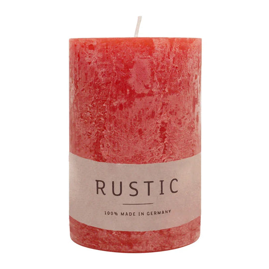 RUSTIC-Stumpenkerze Rubin, WENZEL, 80/60 mm, Brenndauer ca. 25h, selbstverlöschend
