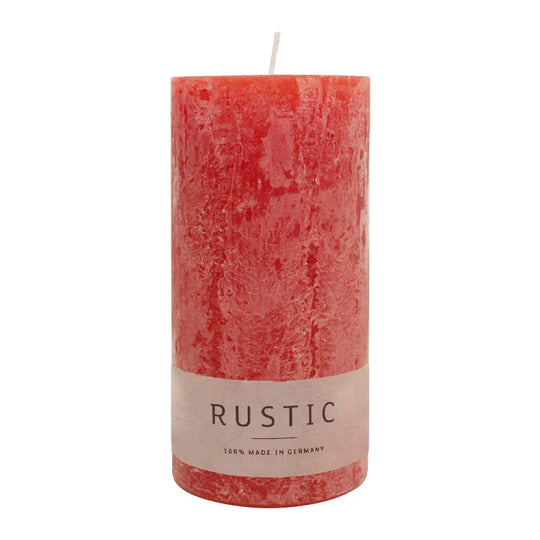 RUSTIC-Stumpenkerze Rubin, WENZEL, 140/70 mm, Brenndauer ca. 69h, selbstverlöschend