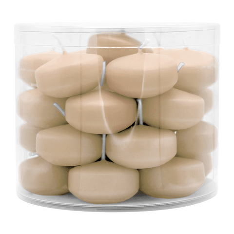 Schwimmkerzen klein, Creme, 50/30 mm, WENZEL, Brenndauer ca. 4h, Box mit 28 Stück