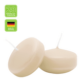 Schwimmkerzen klein, Creme, 50/30 mm, WENZEL, Brenndauer ca. 4h, Box mit 28 Stück