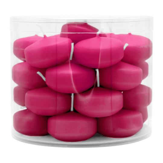 Schwimmkerzen klein, Fuchsia, 50/30 mm, WENZEL, Brenndauer ca. 4h, Box mit 28 Stück