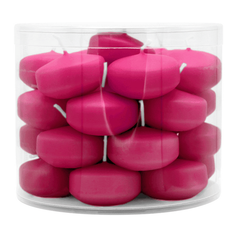 Schwimmkerzen klein, Fuchsia, 50/30 mm, WENZEL, Brenndauer ca. 4h, Box mit 28 Stück