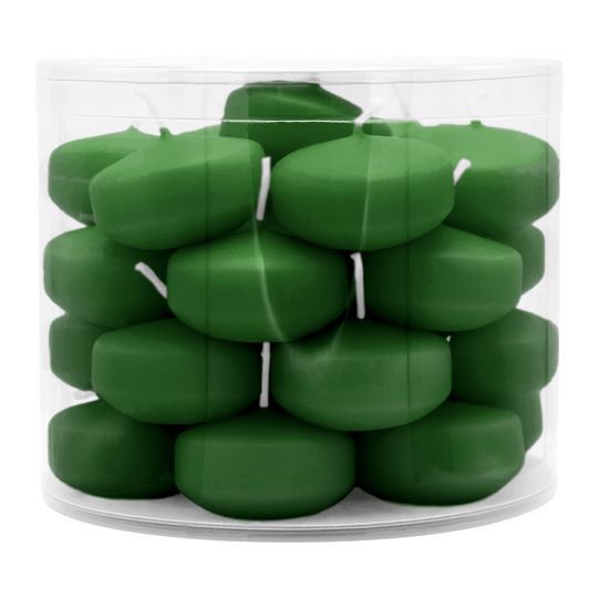 Schwimmkerzen klein, Jägergrün, 50/30 mm, WENZEL, Brenndauer ca. 4h, Box mit 28 Stück