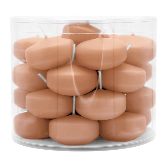 Schwimmkerzen klein, Peach, 50/30 mm, WENZEL, Brenndauer ca. 4h, Box mit 28 Stück