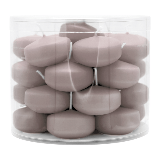 Schwimmkerzen klein, Sand, 50/30 mm, WENZEL, Brenndauer ca. 4h, Box mit 28 Stück