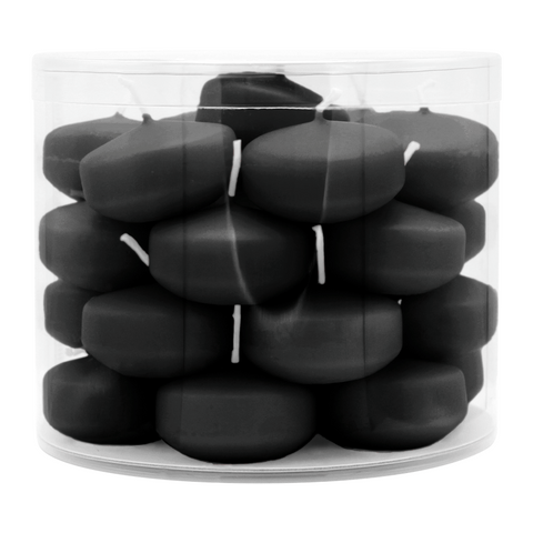 Schwimmkerzen klein, Schwarz, 50/30 mm, WENZEL, Brenndauer ca. 4h, Box mit 28 Stück