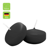 Schwimmkerzen klein, Schwarz, 50/30 mm, WENZEL, Brenndauer ca. 4h, Box mit 28 Stück