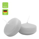 Schwimmkerzen klein, Silbergrau, 50/30 mm, WENZEL, Brenndauer ca. 4h, Box mit 28 Stück