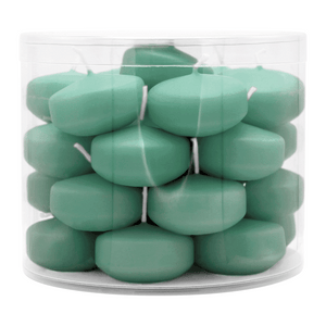 Schwimmkerzen klein, Smaragd, 50/30 mm, WENZEL, Brenndauer ca. 4h, Box mit 28 Stück