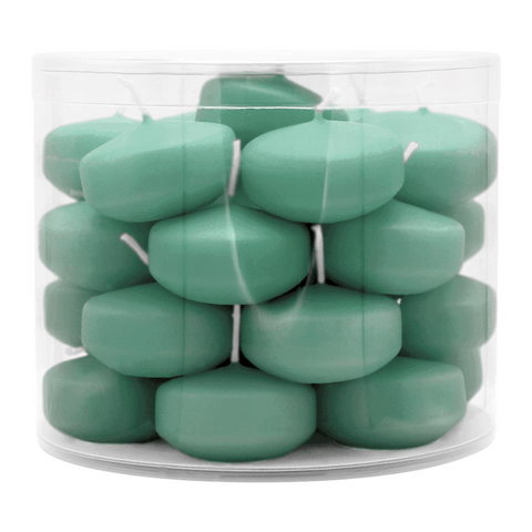 Schwimmkerzen klein, Smaragd, 50/30 mm, WENZEL, Brenndauer ca. 4h, Box mit 28 Stück