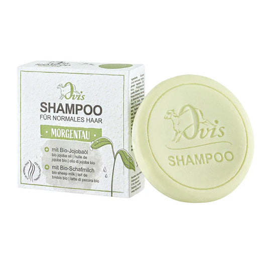 Shampoo Morgentau, Ovis Schafmilchseife, für normales Haar, 100% Bio, mit Bio-Jojobaöl, pH-neutral, 95 g, verpackt