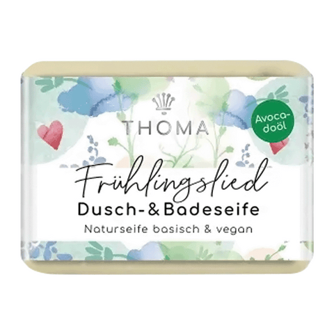 Sheabutterseife mit Avocadoöl, Frühlingslied, THOMA Naturseifen-Manufaktur, Dusch- & Badeseife, vegan, 100 g, Körperpflege