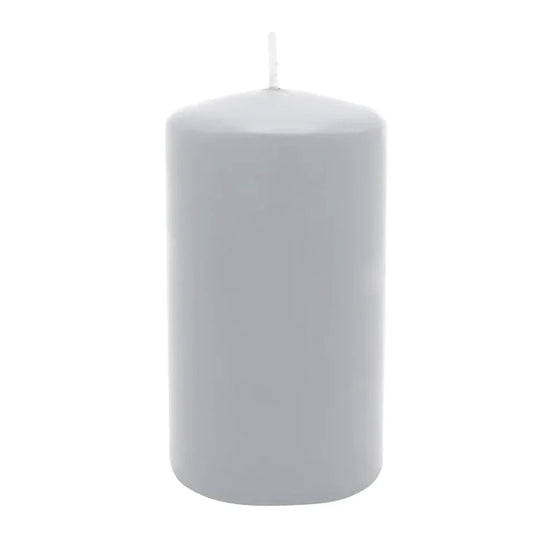 Stumpenkerze aus Paraffin, Silbergrau, WENZEL, 100/60 mm, Brenndauer ca. 29h, selbstverlöschend