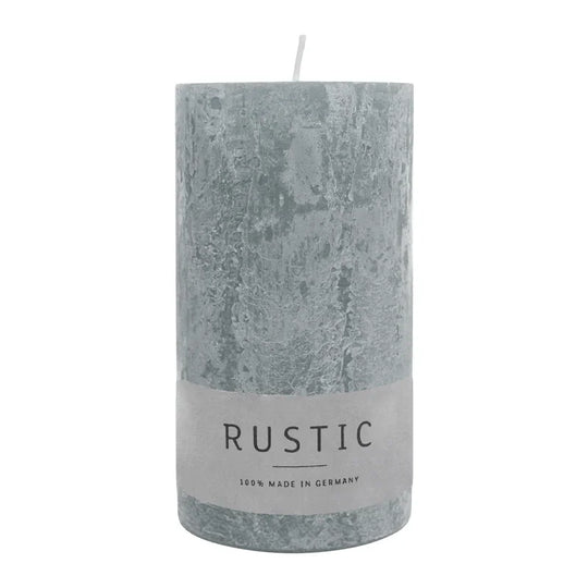 RUSTIC-Stumpenkerze Silbergrau, WENZEL, 110/60 mm, Brenndauer ca. 38h, selbstverlöschend
