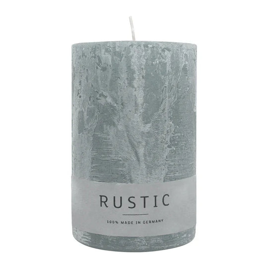 RUSTIC-Stumpenkerze Silbergrau, WENZEL, 110/70 mm, Brenndauer ca. 51h, selbstverlöschend