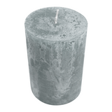 Stumpenkerze aus Paraffin, Silbergrau, Rustic, WENZEL, 110/70 mm, Brenndauer ca. 51h, selbstverlöschend