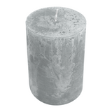 Stumpenkerze aus Paraffin, Silbergrau, Rustic, WENZEL, 80/70 mm, Brenndauer ca. 34h, selbstverlöschend